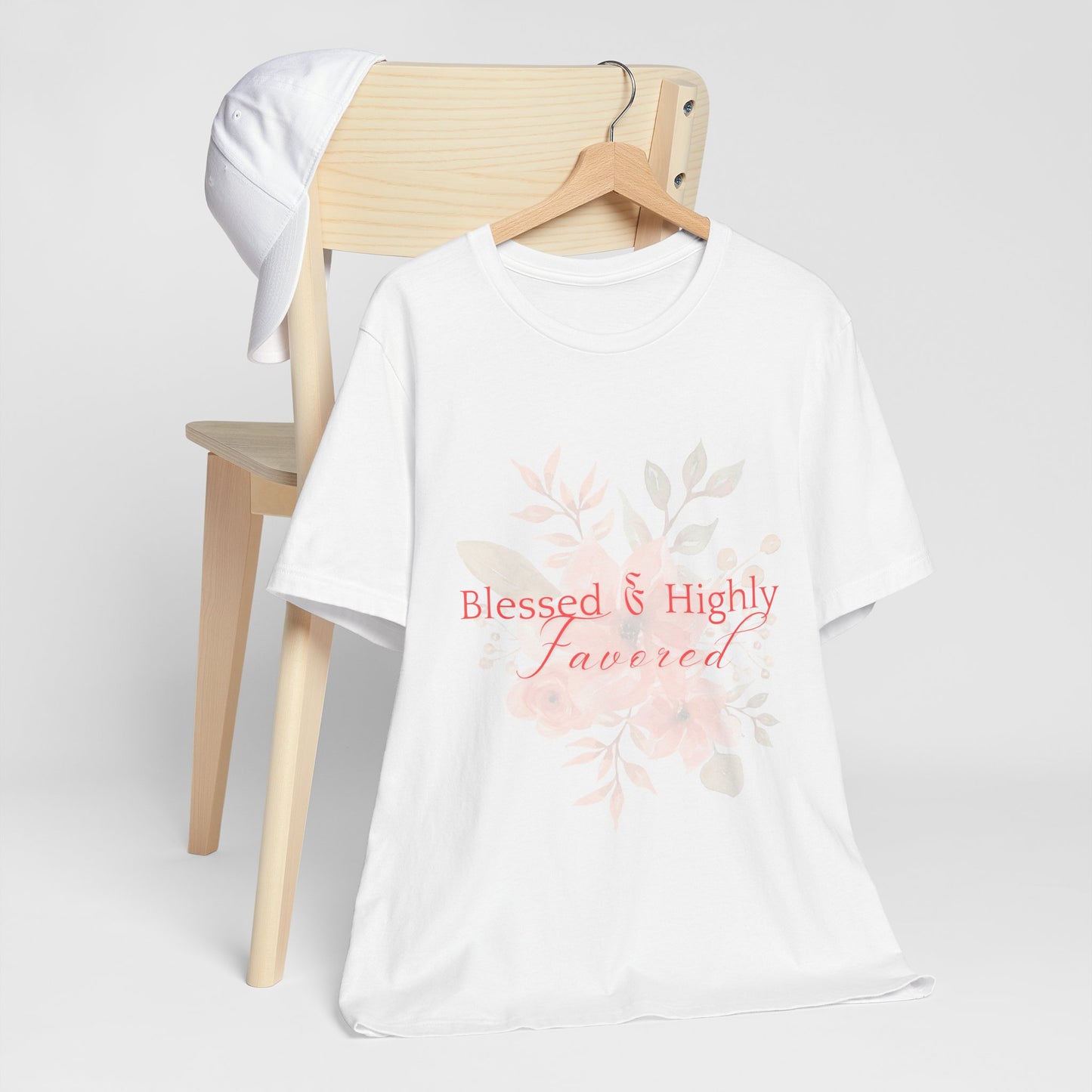 Blessed & Highly Favored Floral Tee, Inspirational T-Shirt, Gift for Her, Everyday Casual Wear, Perfect for Birthdays, Faith-Based Apparel