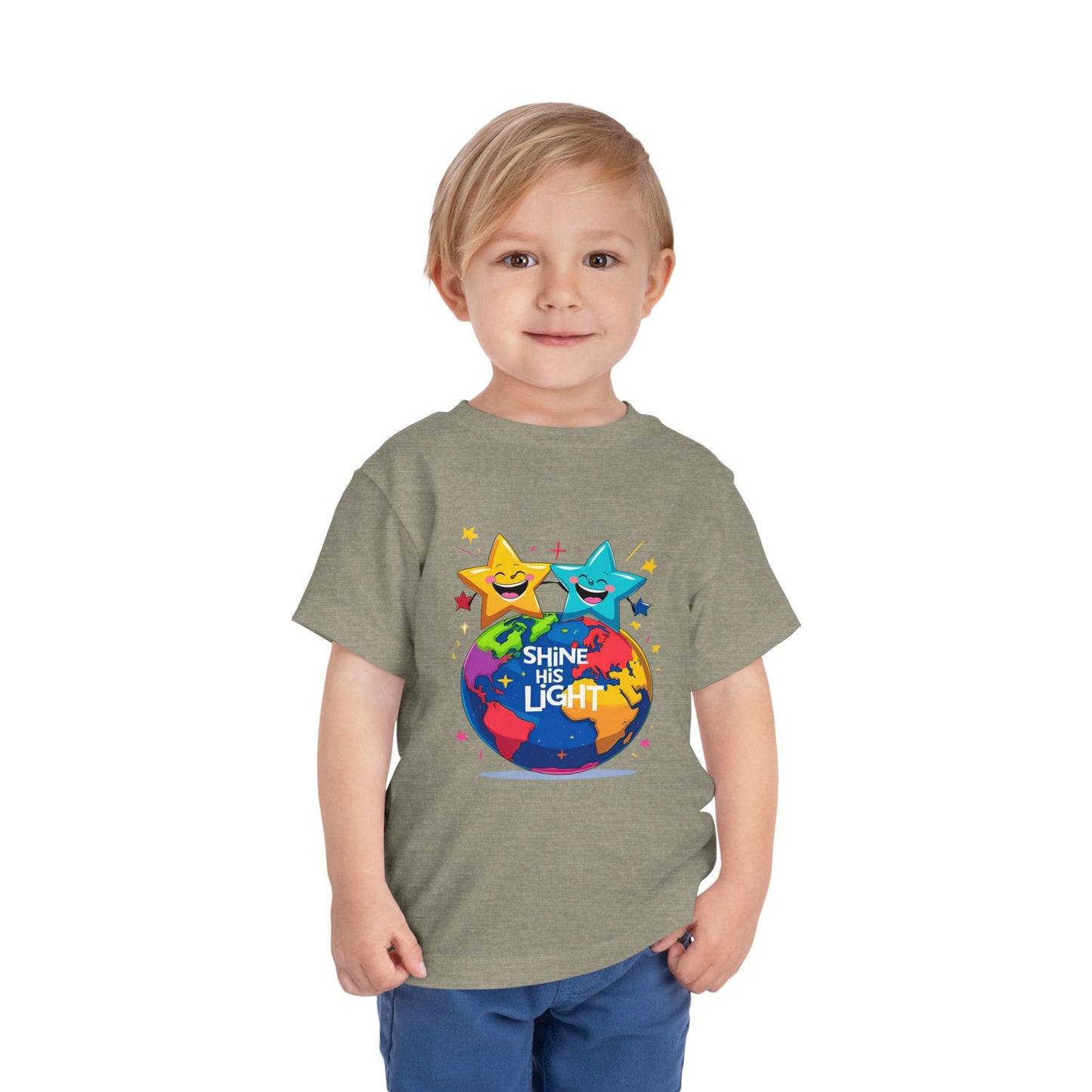 Shine His Light Toddler Tee - Fun Kids Graphic Tee, Birthday Gift, Play Date Outfit, Summer Wear, Inspirational Shirt