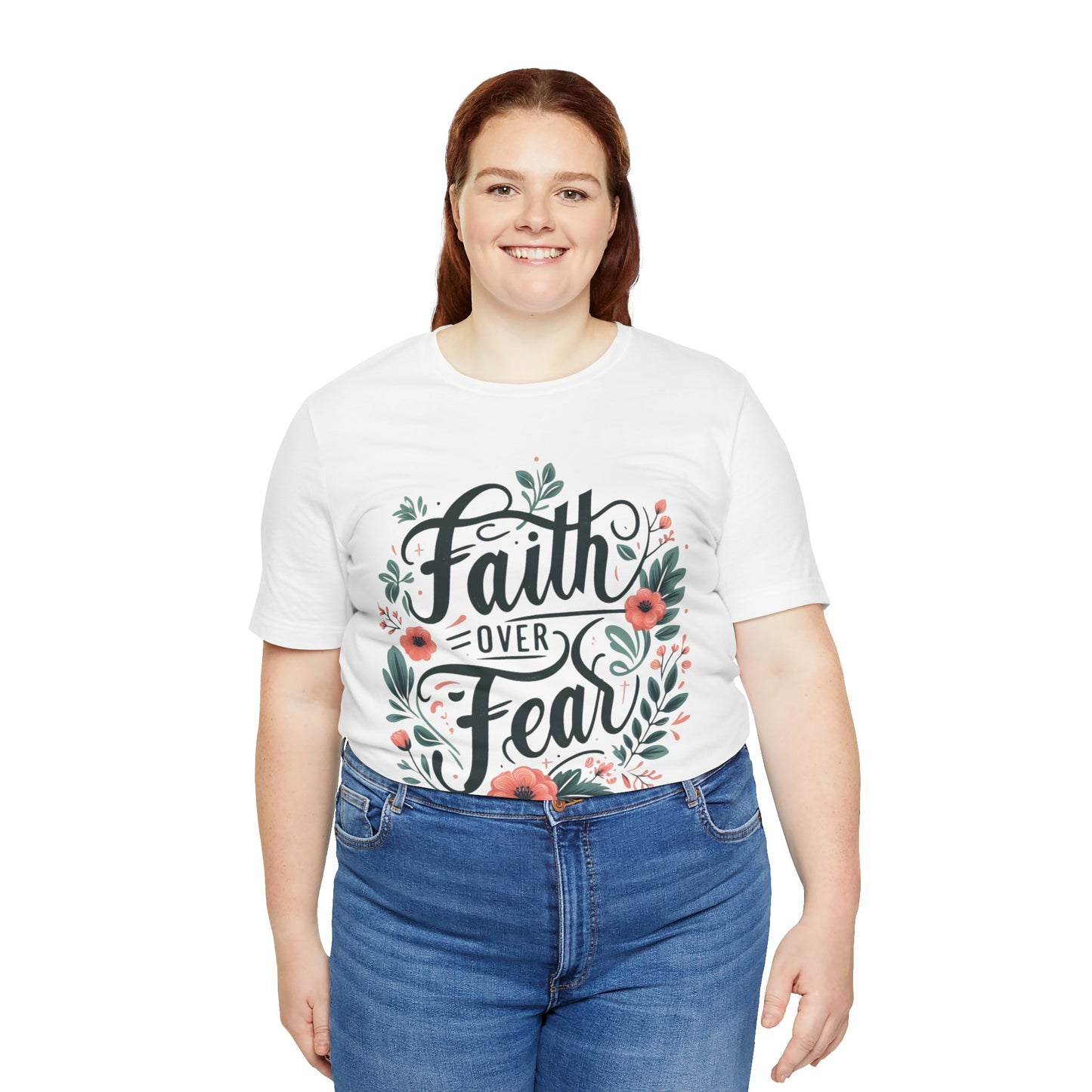 Faith Over Fear Floral Tee, Inspirational T-Shirt, Motivational Apparel, Gift for Friends, Spiritual Fashion, Casual Wear
