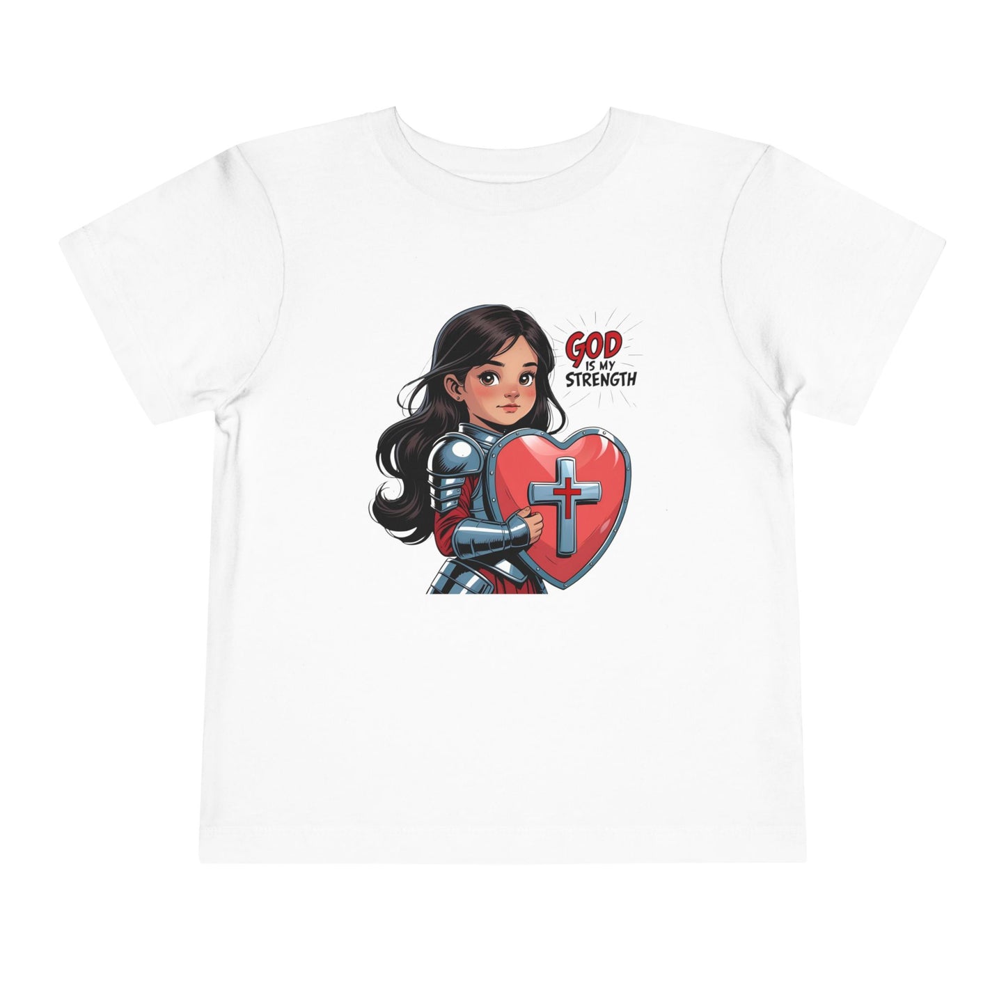 Christian Knight Toddler Tee, God Strength Shirt, Kids Faith Apparel, Religious T-Shirt, Cute Toddler Gift, Little Warrior Clothes
