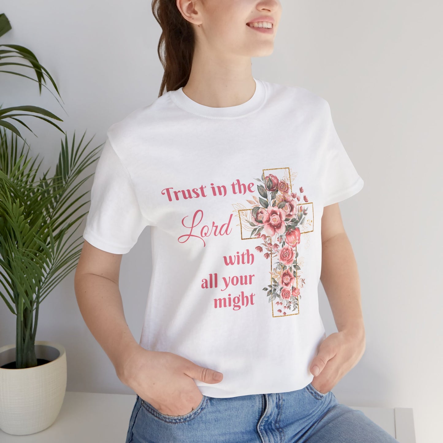 Floral Christian Inspirational Tee, Trust in the Lord Shirt, Faith-Based Apparel, Unisex Short Sleeve T-Shirt, Perfect for Church, [...]